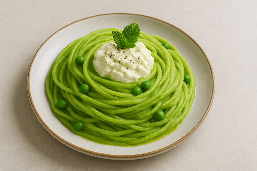 Spaghetti con crema di piselli e burrata: la ricetta primaverile gourmet