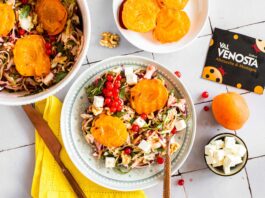 Insalata di cavolo cappuccio e radicchio con Albicocche Val Venosta grigliate