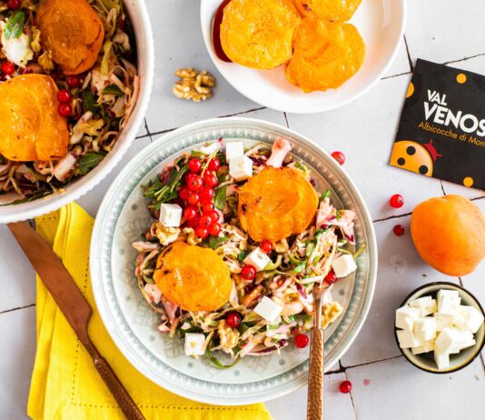 Insalata di cavolo cappuccio e radicchio con Albicocche Val Venosta grigliate